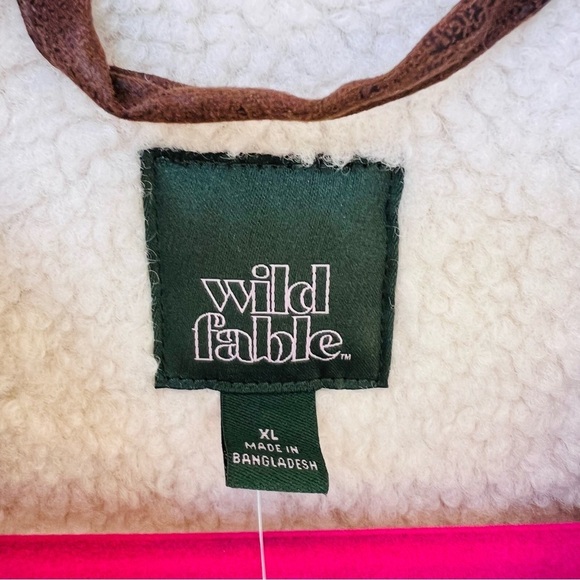 Faux Shearling Aviator Jacket Vintage Style Wild Fable Brown SIZE XL NWT - Picture 10 of 11